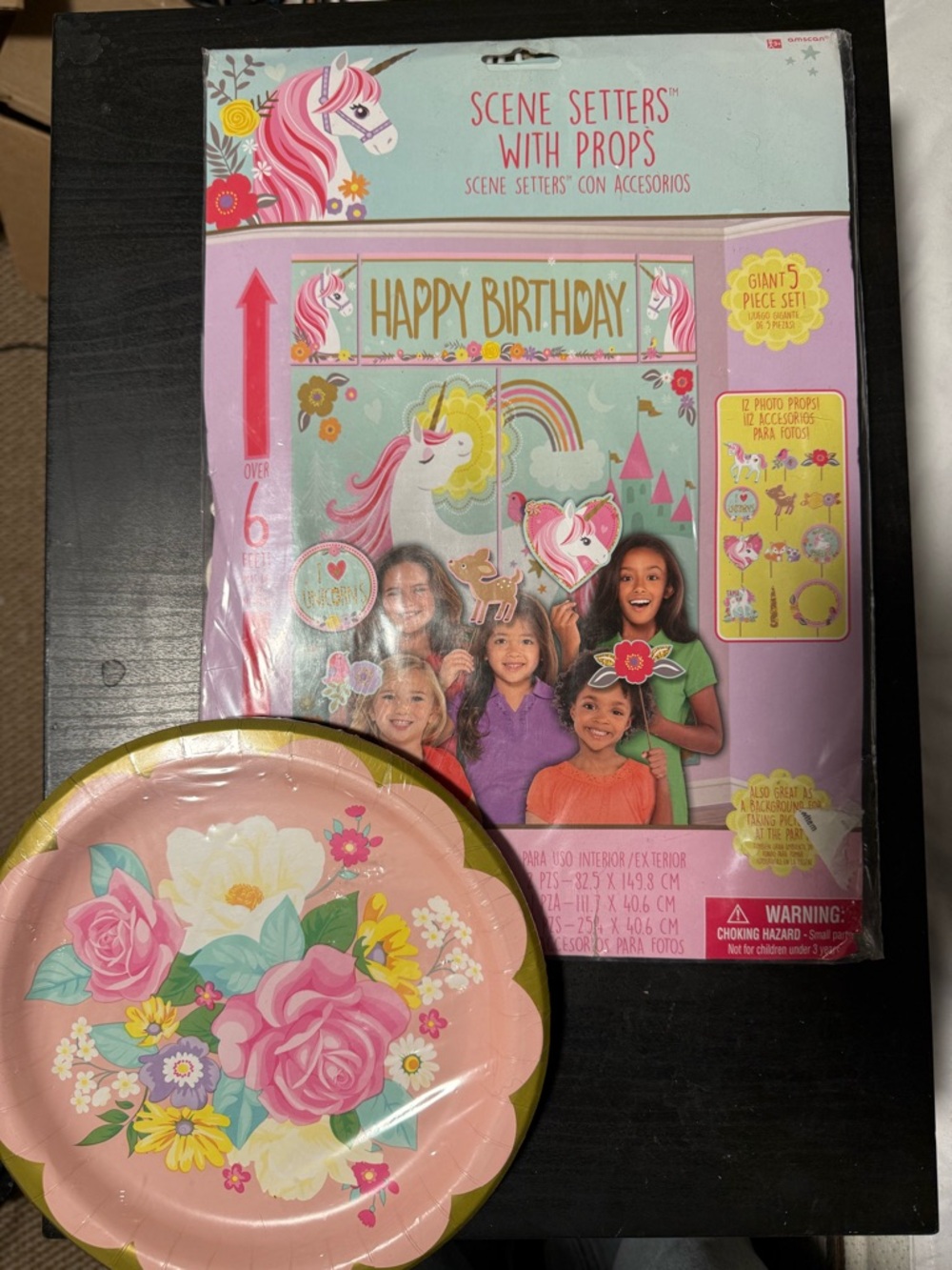 Amscan Pink Unicorn Happy Birthday Scene Setters with Props